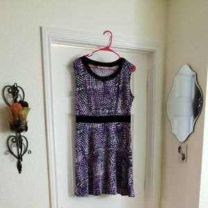 Purple,  black, white dress